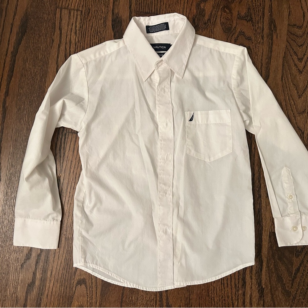 Nautica white poplin button down boys size 8
